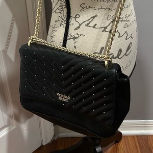 Victoria’s Secret Gold Studded, Gold Chain Black Cross Bag. Beautiful